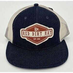 NWT Red Dirt Hat Co Blue Jean Cream Rusted Buckle 5 Panel SnapBack Trucker Hat